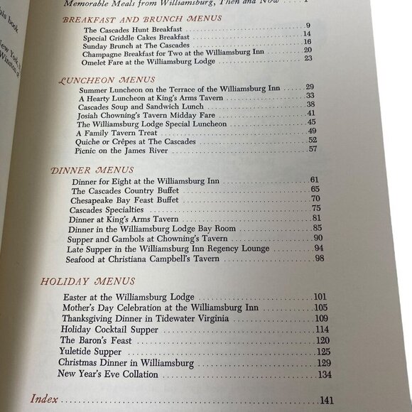 Favorite meals from Williamsburg Cookbook Vintage Book Softcover Recipes - Picture 6 of 16